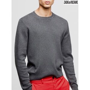 ZADIG & VOLTAIRE MEN NWT KENNEDY CREW NECK COTTON GREY SWEATER. SIZE XL